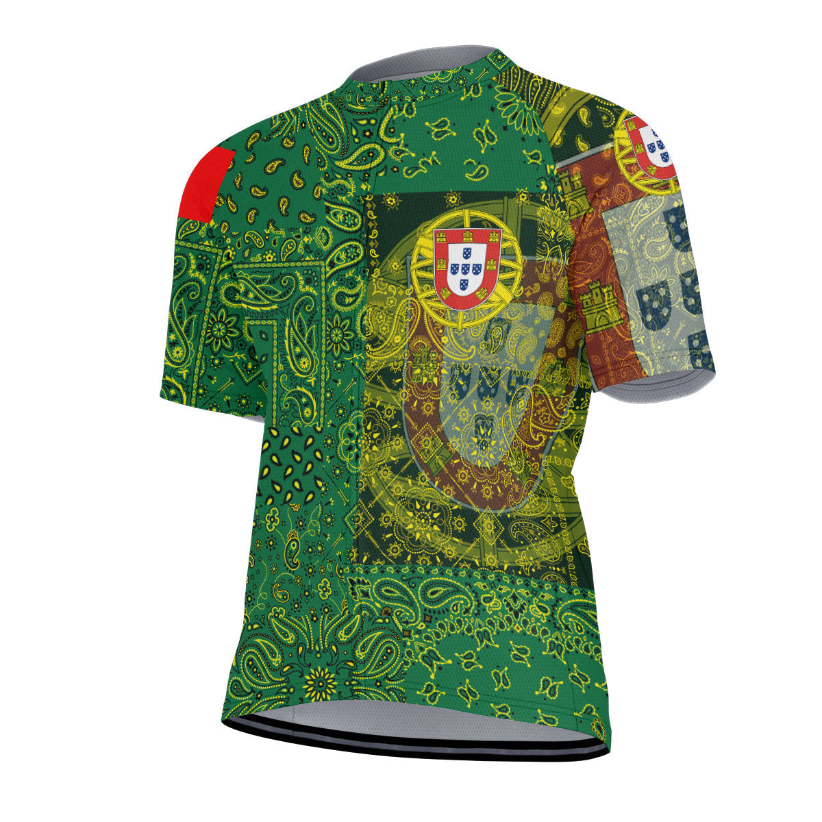 Portugal Men Cycling Jersey Paisley Flag And Skull Style 2