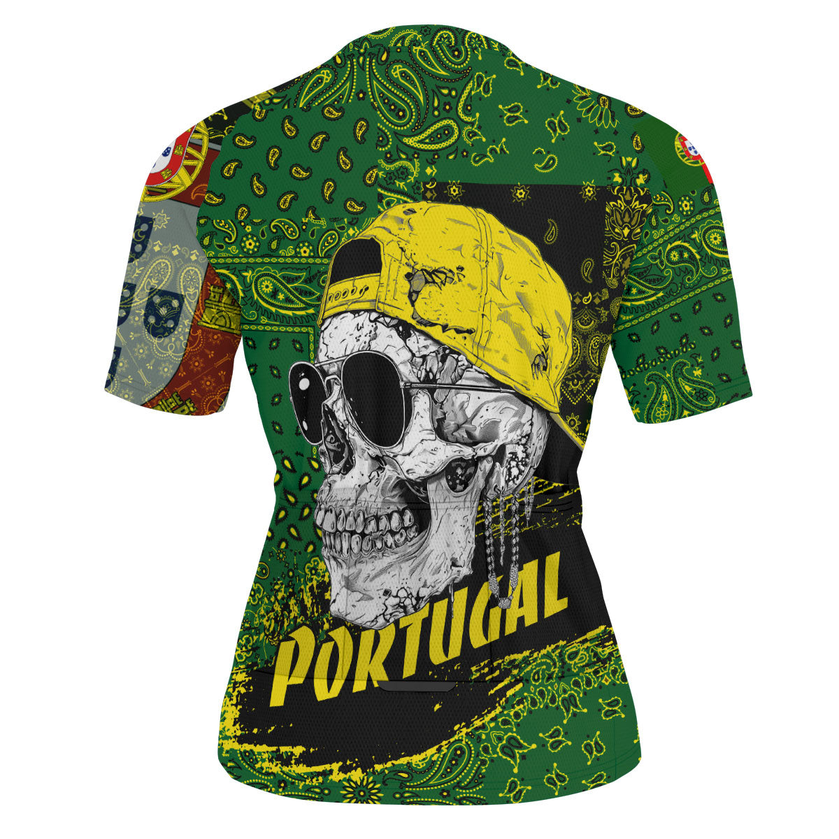 Portugal Men Cycling Jersey Paisley Flag And Skull Style 3