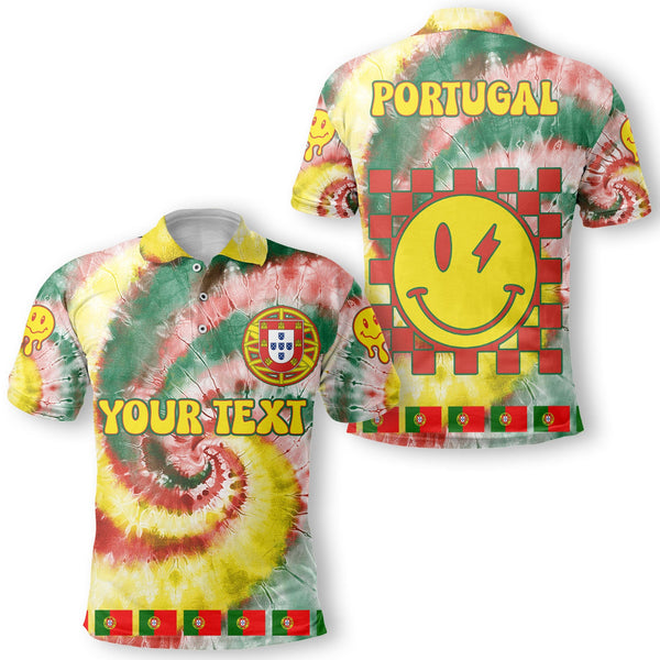 Portugal Polo Shirt Custom Tie Dye Style 1