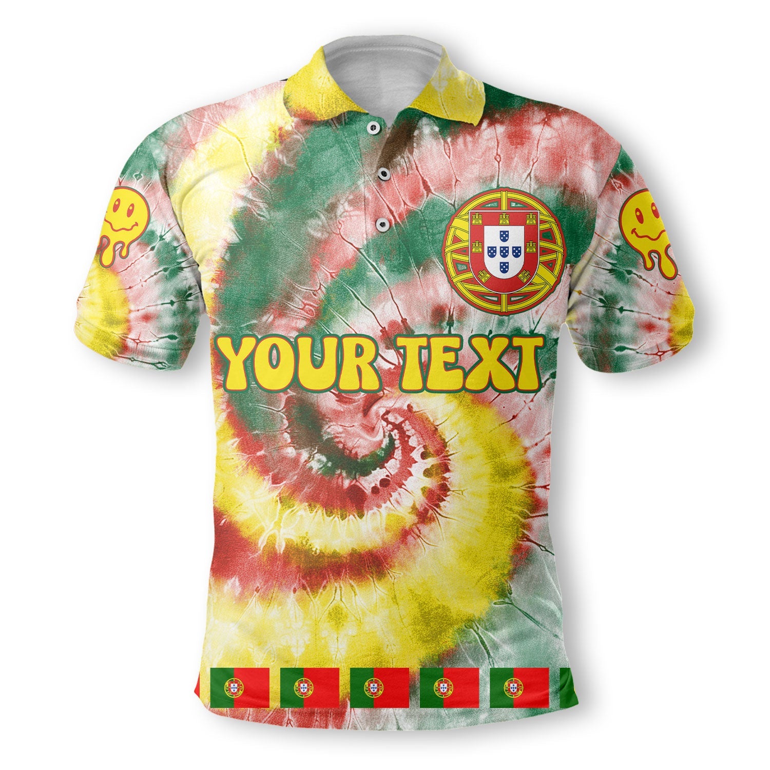 Portugal Polo Shirt Custom Tie Dye Style 2