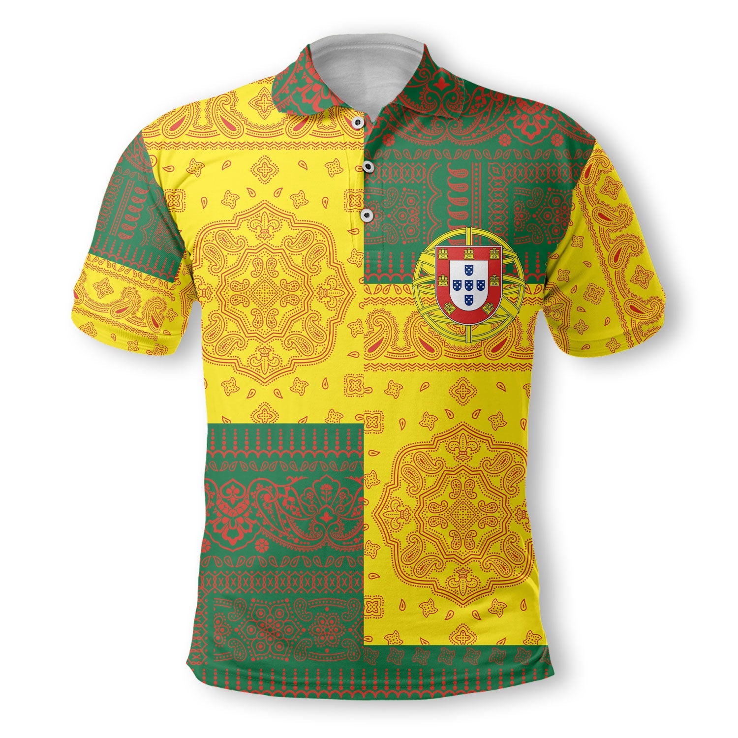 Portugal Polo Shirt Flag And Paisley Basic Style 2