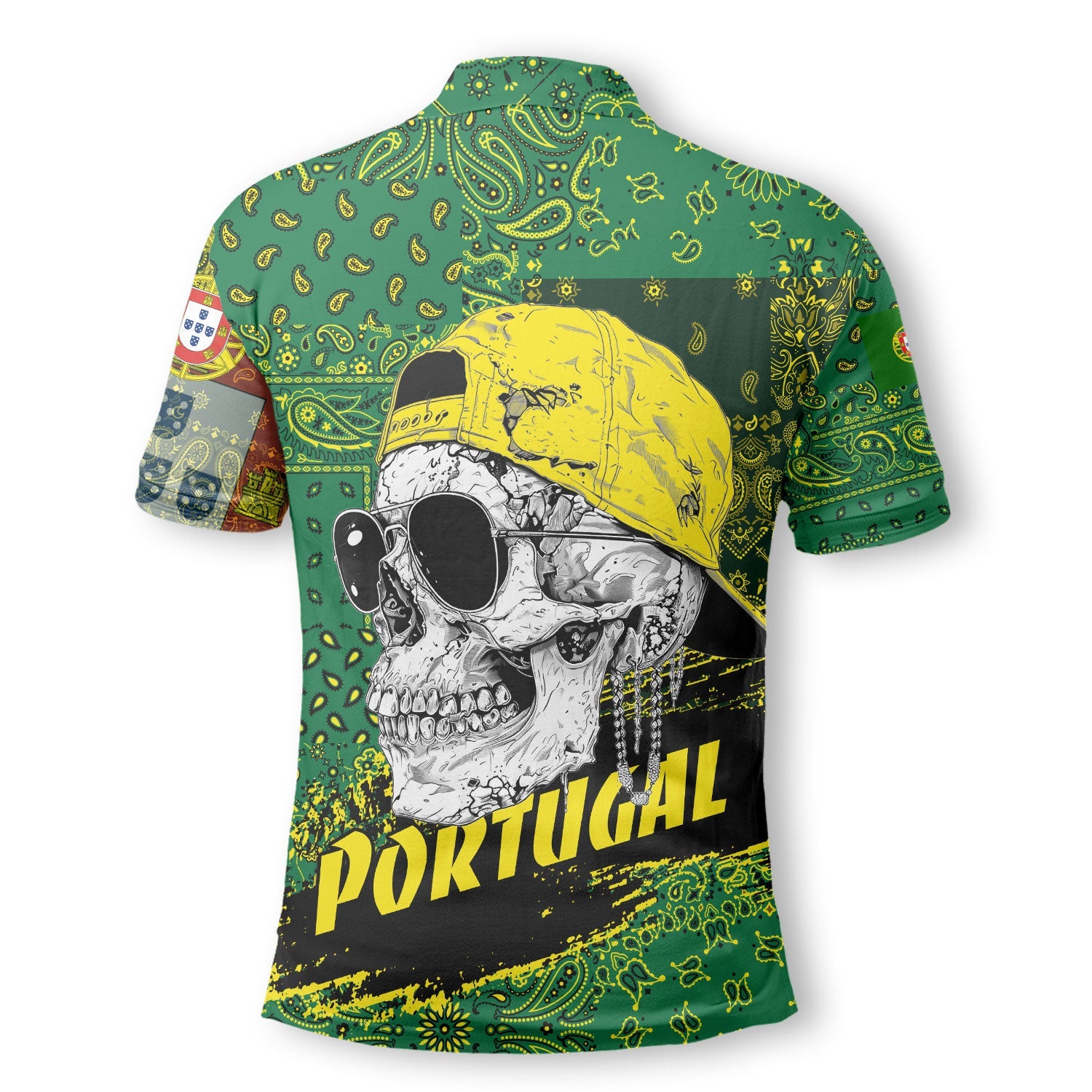 Portugal Polo Shirt Paisley Flag And Skull Style 3