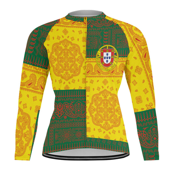 Portugal Raglan Men Cycling Jersey Long Sleeve Flag And Paisley Basic Style 1