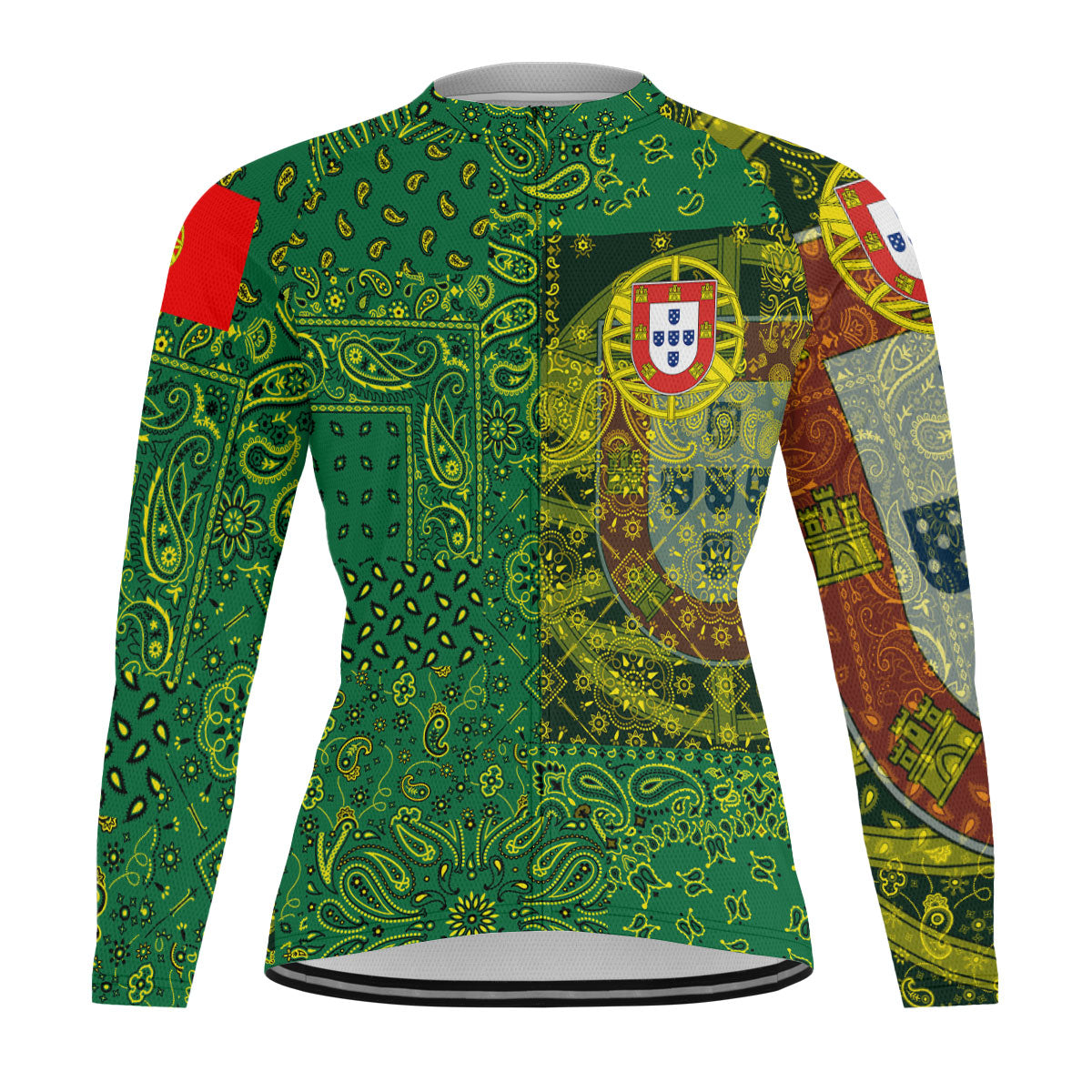 Portugal Raglan Men Cycling Jersey Long Sleeve Paisley Flag And Skull Style 1