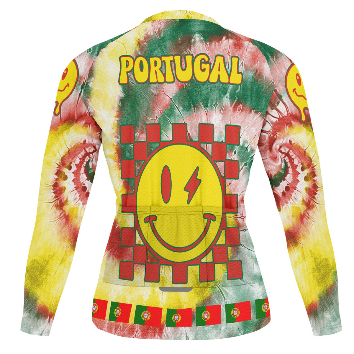 Portugal Raglan Men Cycling Jersey Long Sleeve Custom Tie Dye Style 1