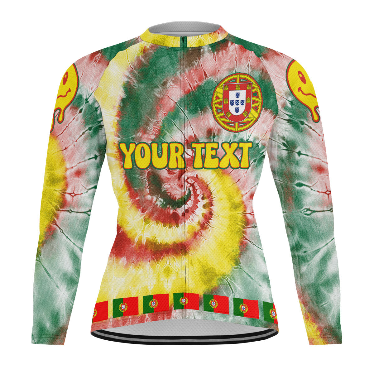 Portugal Raglan Men Cycling Jersey Long Sleeve Custom Tie Dye Style 2