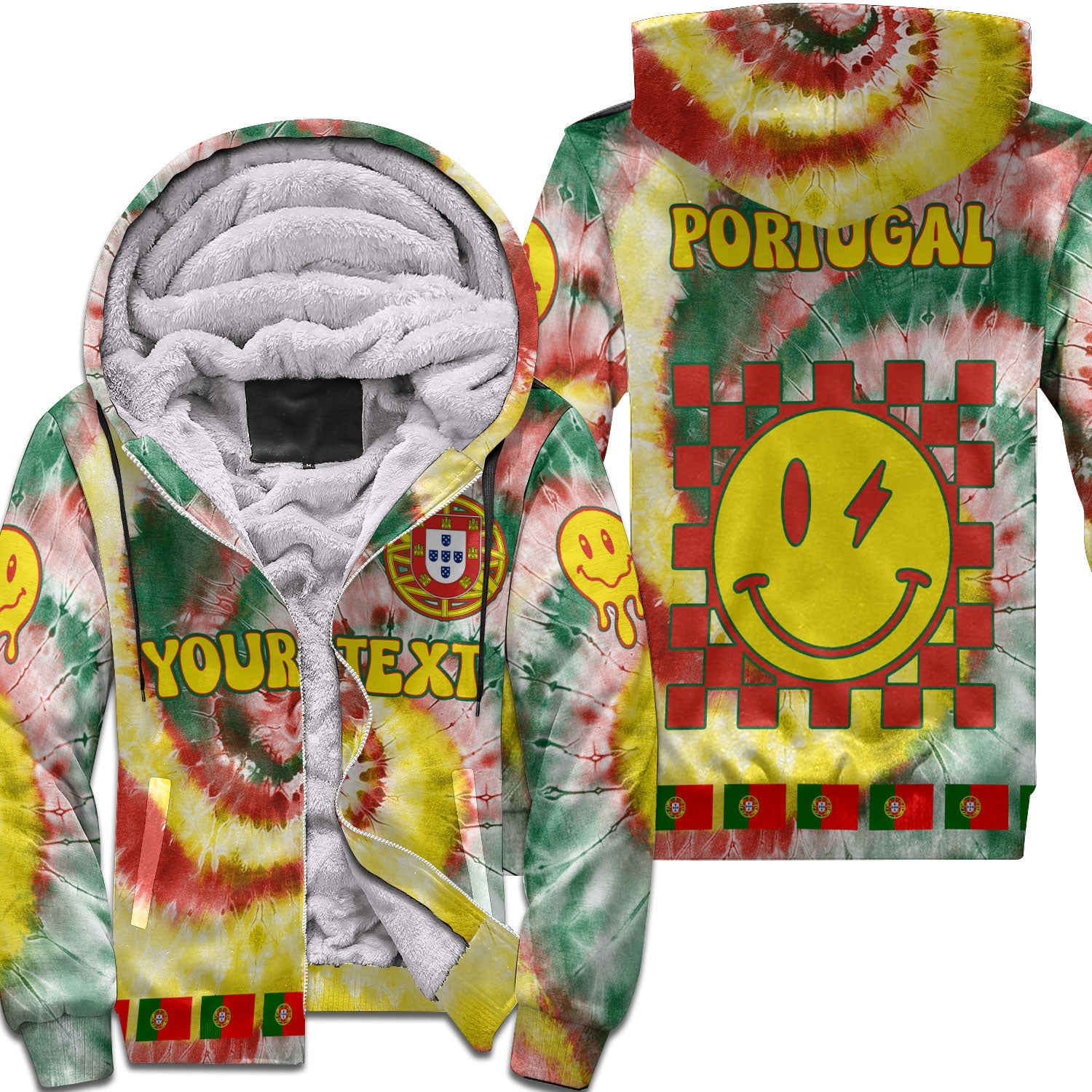 Portugal Sherpa Hoodie Custom Tie Dye Style 1