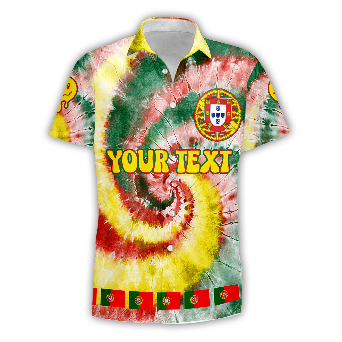 Portugal Short Sleeve Shirt Custom Tie Dye Style 1