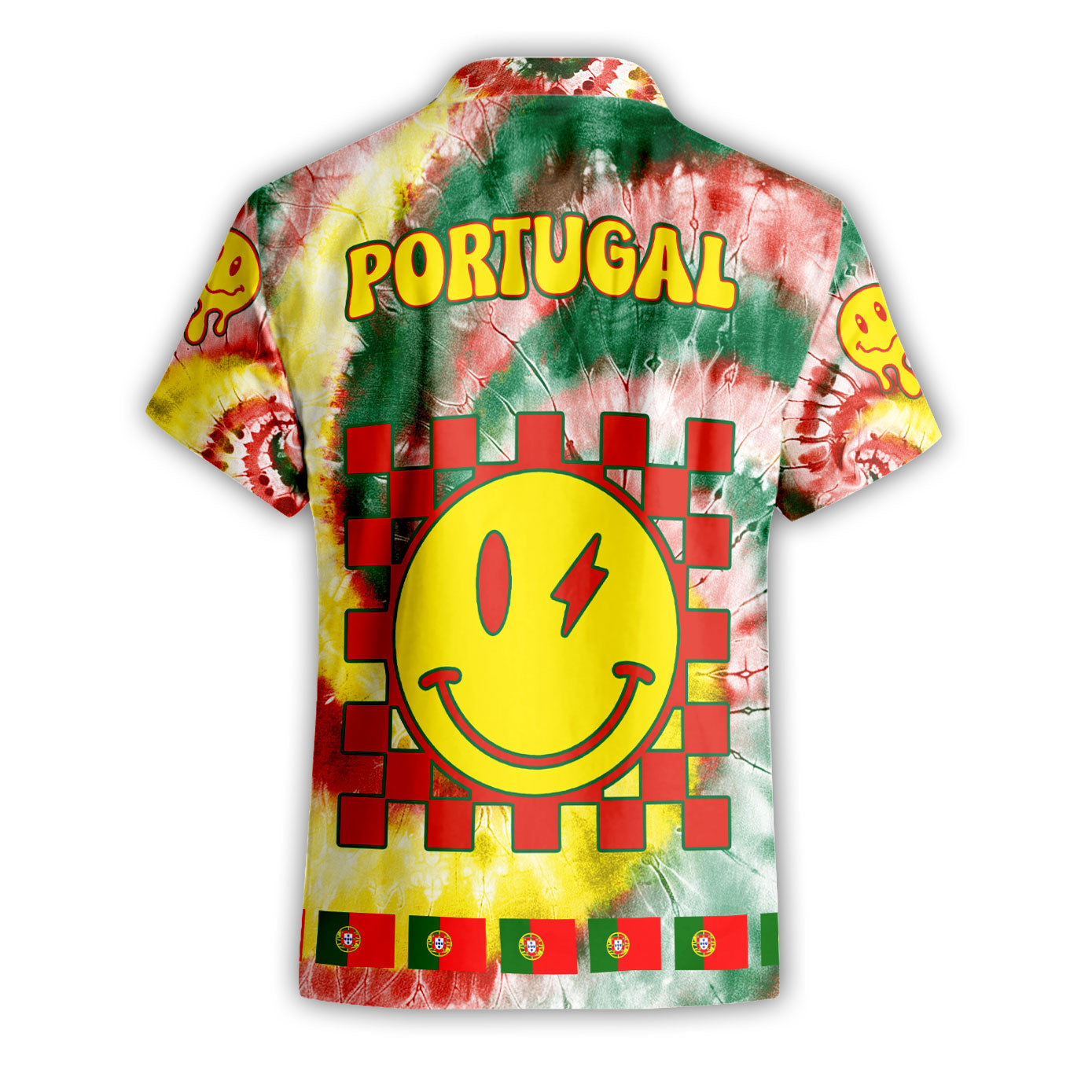 Portugal Short Sleeve Shirt Custom Tie Dye Style 2