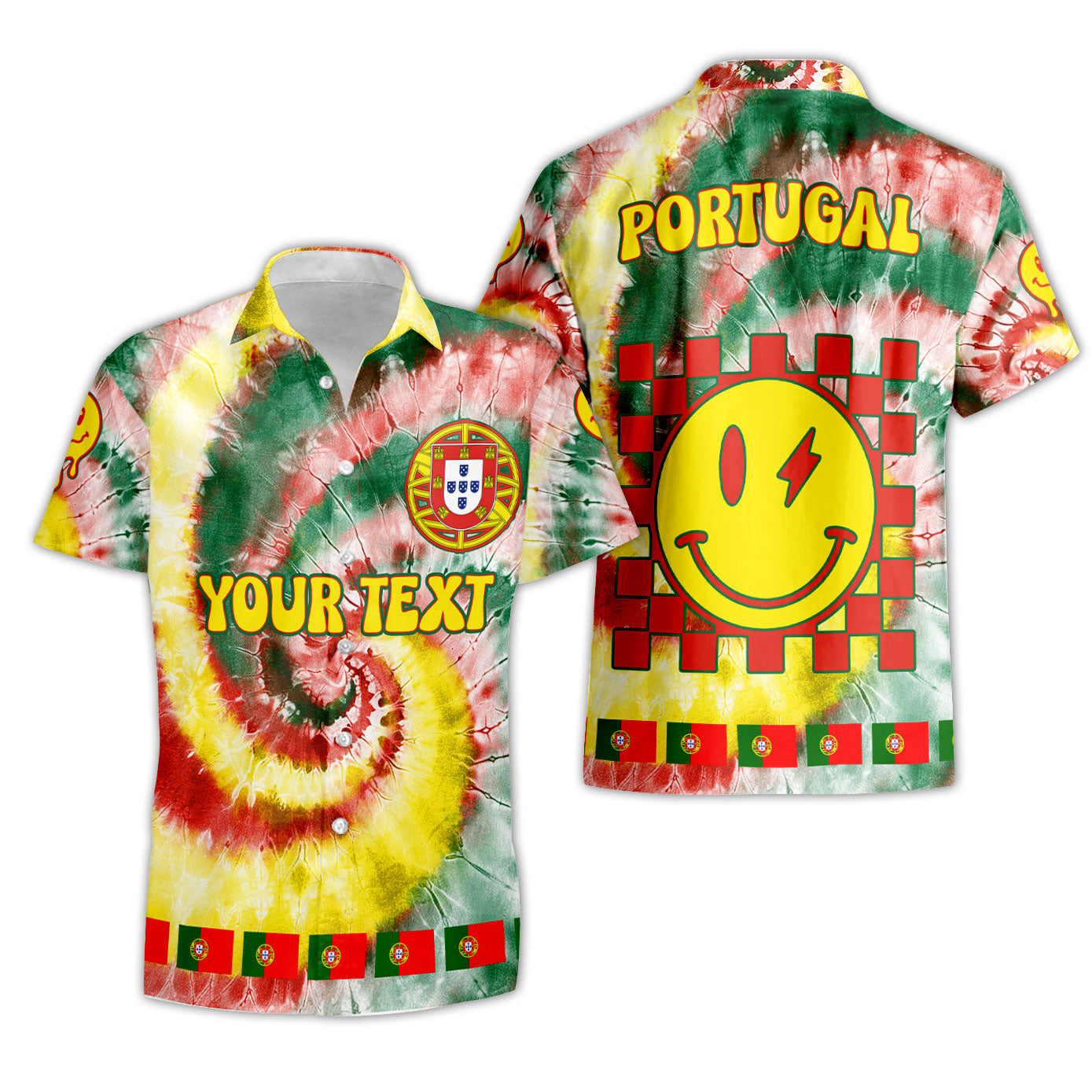 Portugal Short Sleeve Shirt Custom Tie Dye Style 3