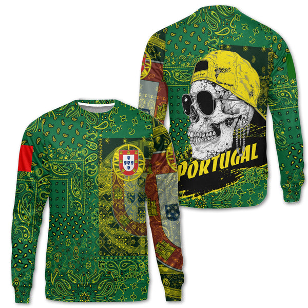 Portugal Sweatshirt Paisley Flag And Skull Style 1