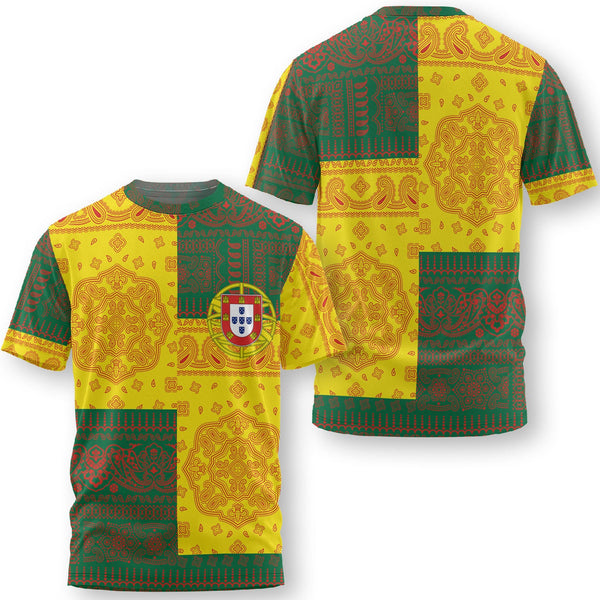 Portugal T Shirt Flag And Paisley Basic Style 1