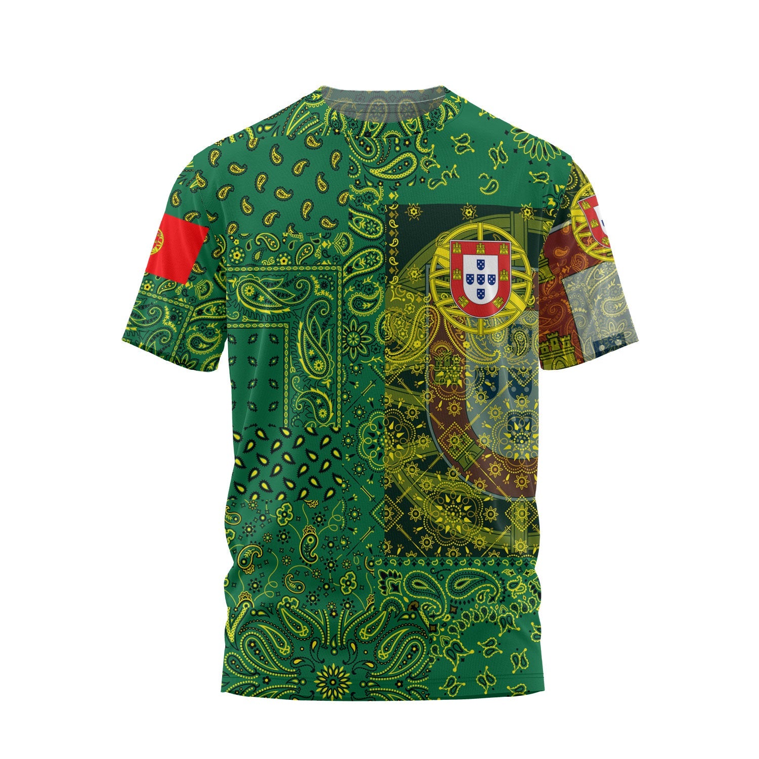 Portugal T Shirt Paisley Flag And Skull Style 1