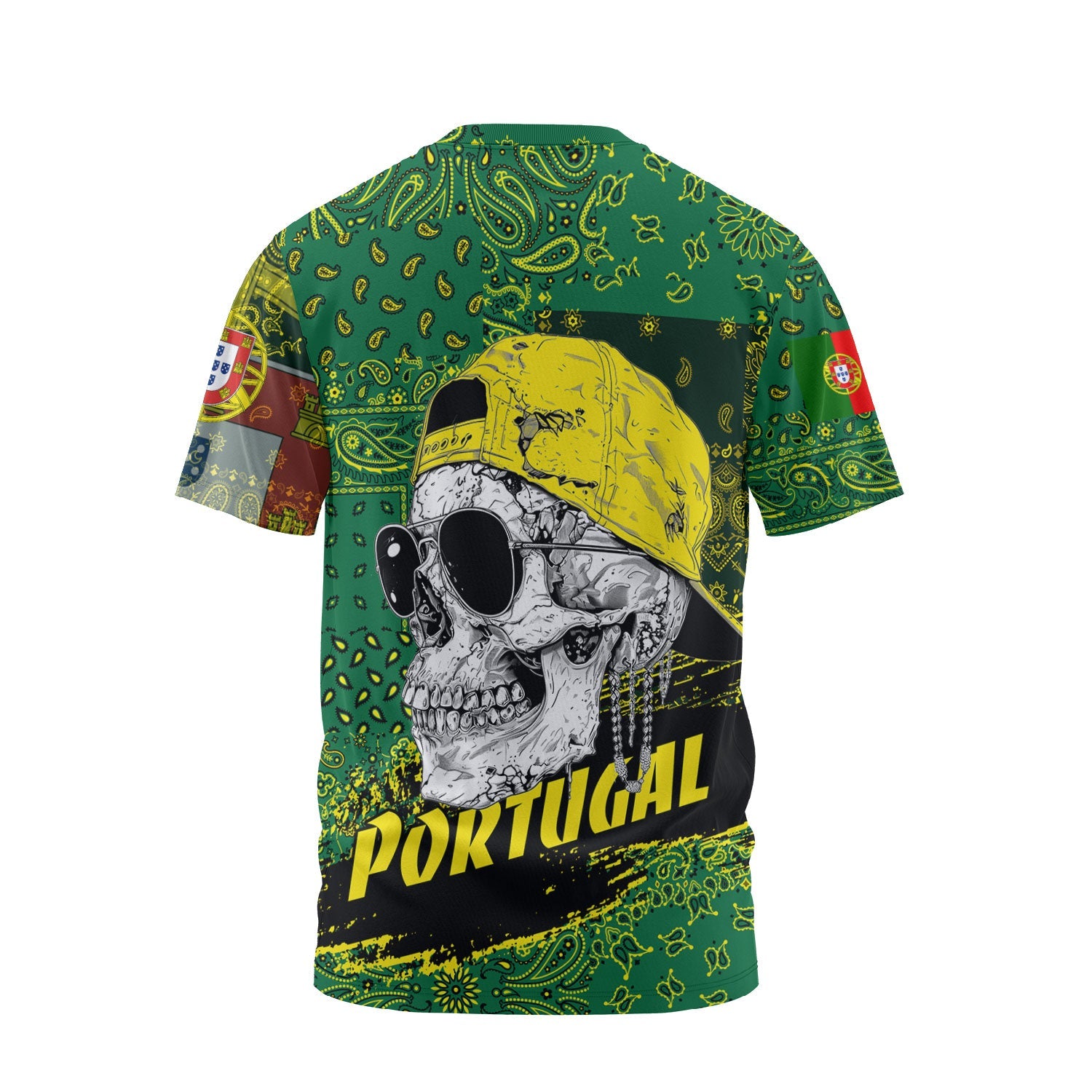 Portugal T Shirt Paisley Flag And Skull Style 2