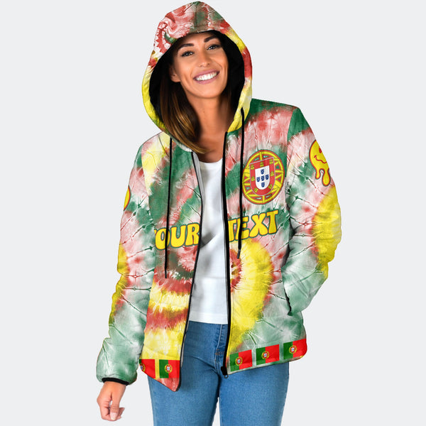 Portugal Women Hooded Padded Jacket Custom Tie Dye Style 1