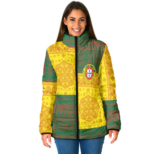 Portugal Women Padded Jacket Flag And Paisley Basic Style 1