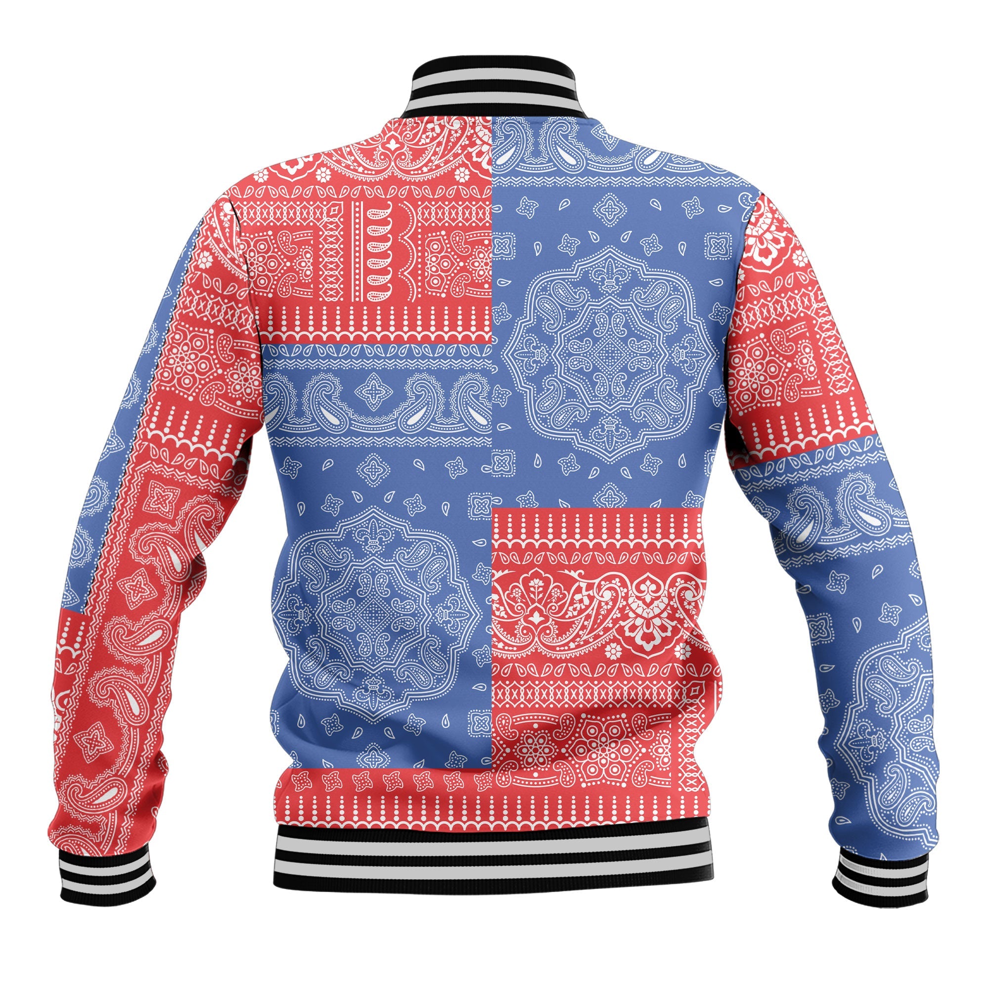 Puerto Rico Baseball Jacket Flag And Paisley Basic Style 2