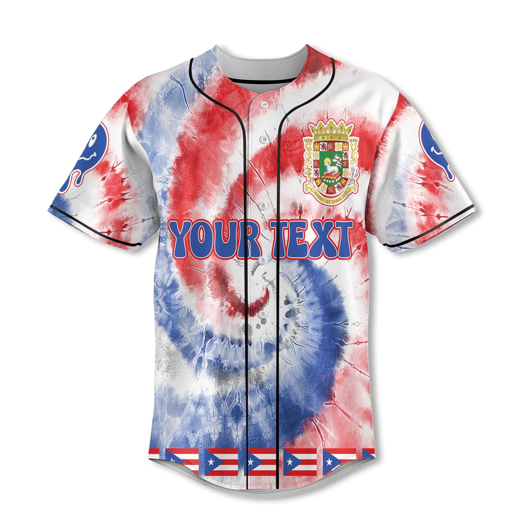 Puerto Rico Baseball Jersey Custom Tie Dye Style 3