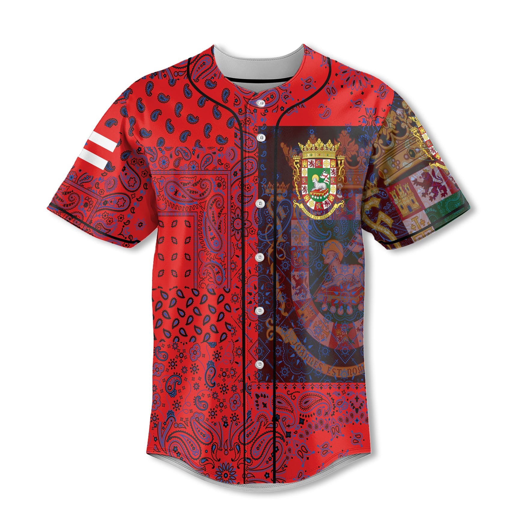 Puerto Rico Baseball Jersey Paisley Flag And Skull Style 3