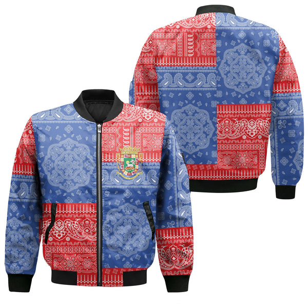 Puerto Rico Bomber Jacket Flag And Paisley Basic Style 1