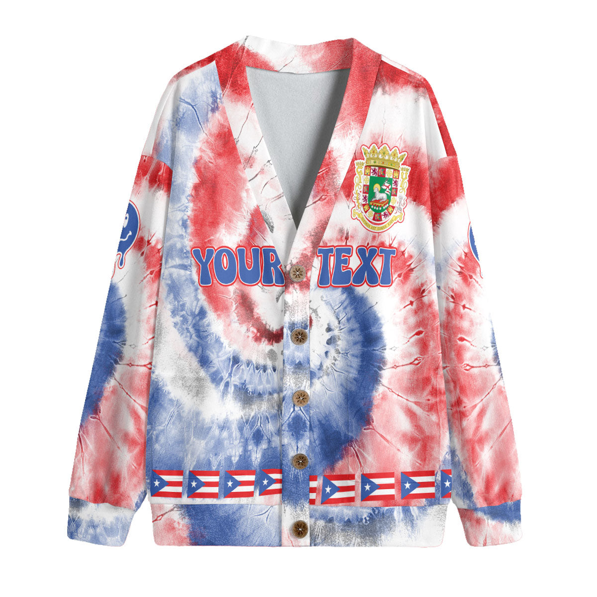 Puerto Rico Fleece Cardigan Custom Tie Dye Style 4