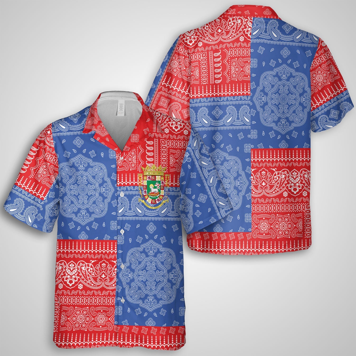 Puerto Rico Hawaiian Shirt Flag And Paisley Basic Style 1