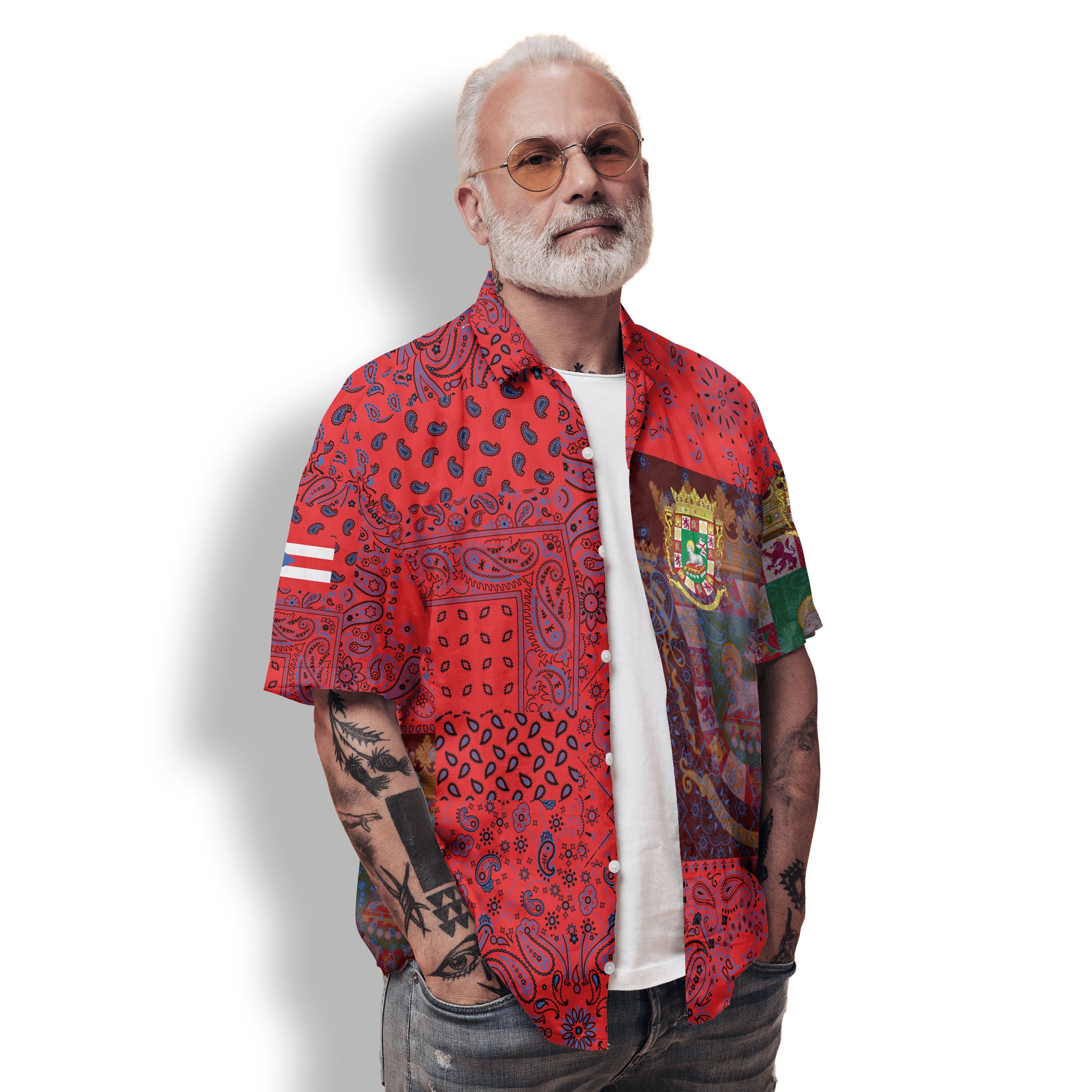 Puerto Rico Hawaiian Shirt Paisley Flag And Skull Style 2