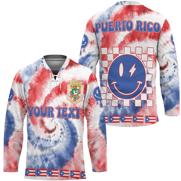 Puerto Rico Hockey Jersey Custom Tie Dye Style 1