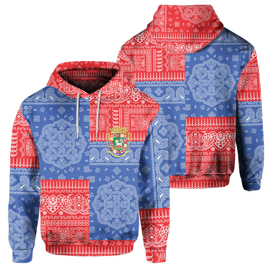 Puerto Rico Hoodie Flag And Paisley Basic Style 1