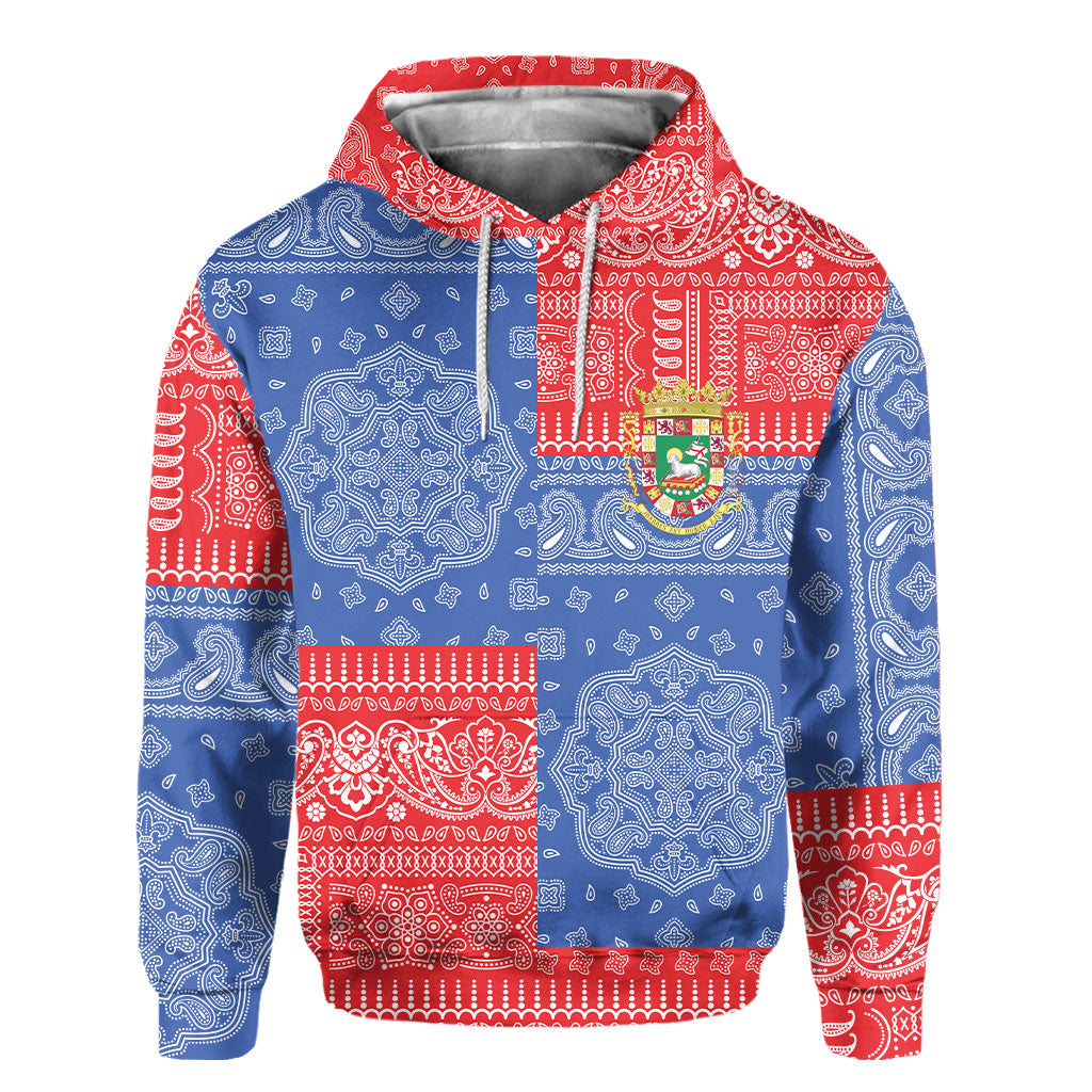 Puerto Rico Hoodie Flag And Paisley Basic Style 2