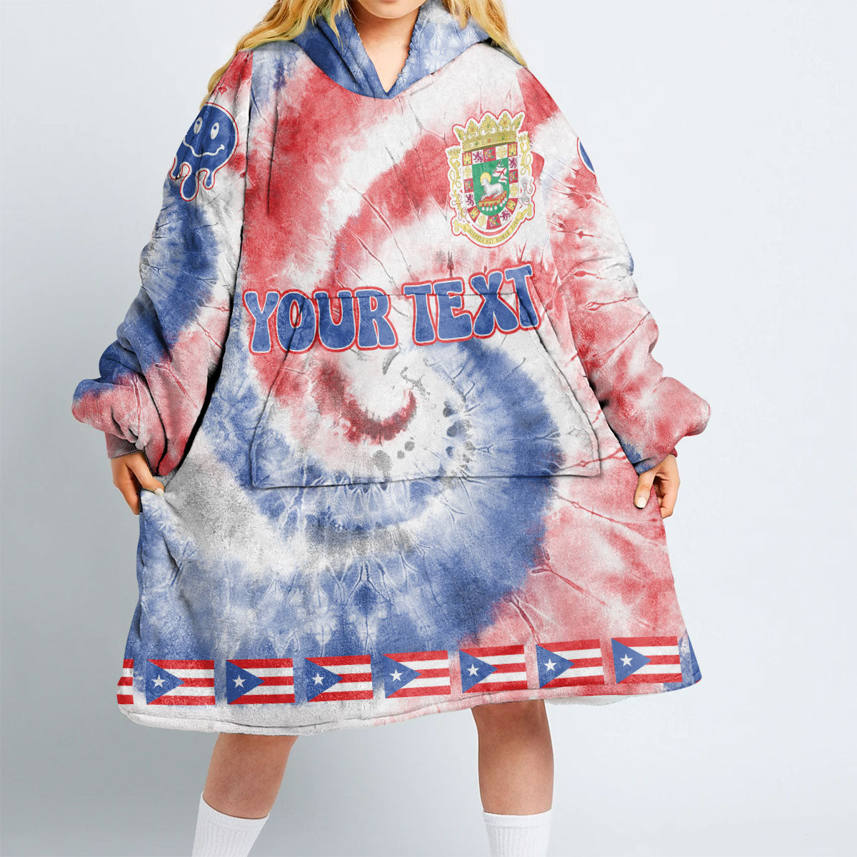 Puerto Rico Hoodie Blanket Custom Tie Dye Style 2