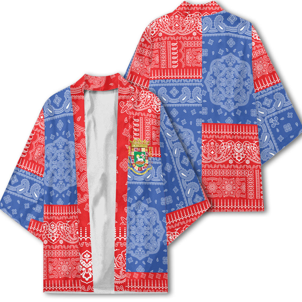 Puerto Rico Kimono Flag And Paisley Basic Style 1