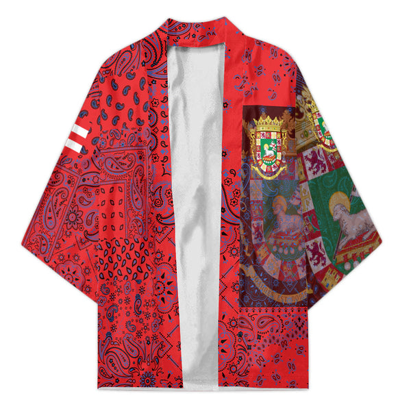 Puerto Rico Kimono Paisley Flag And Skull Style 1