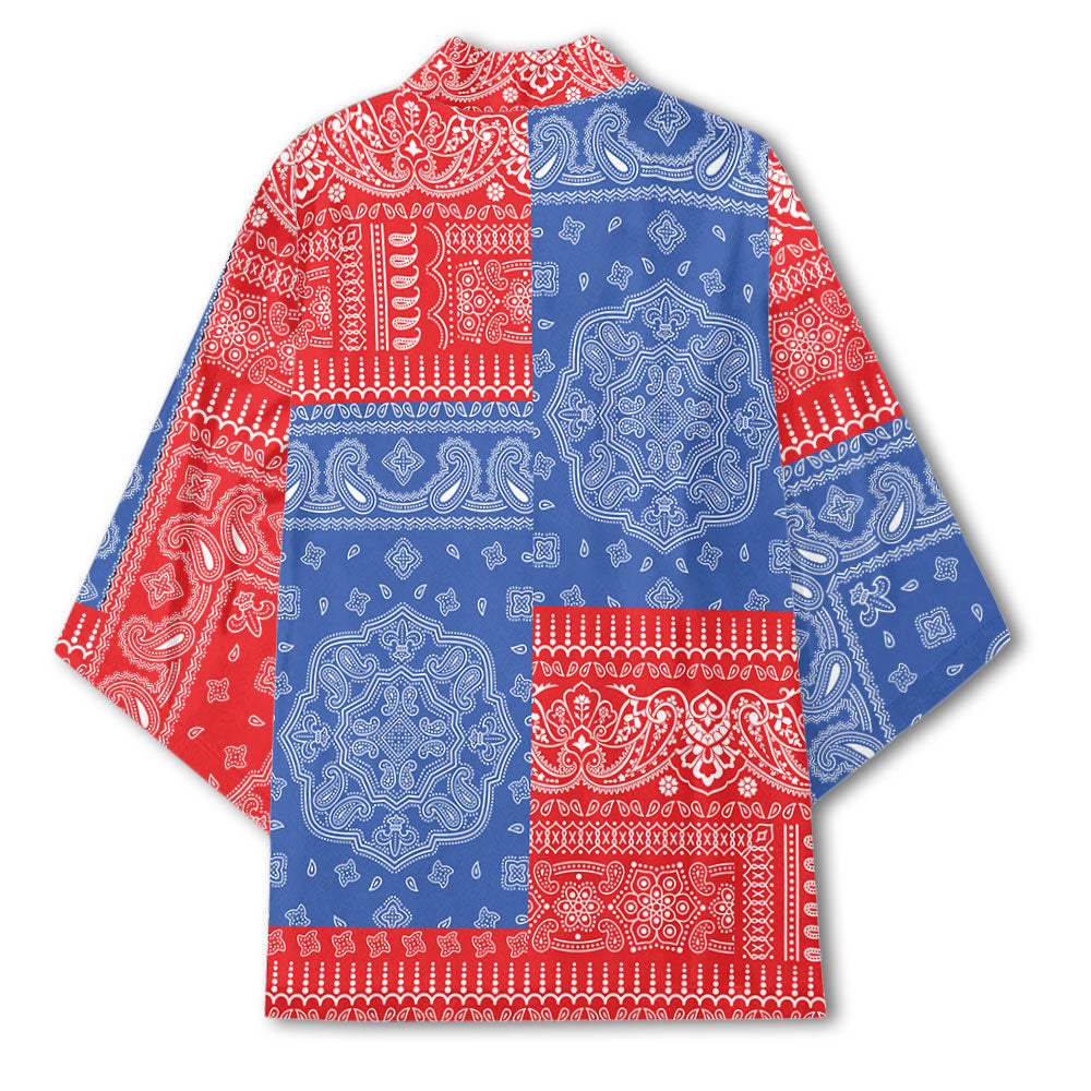 Puerto Rico Kimono Flag And Paisley Basic Style 3