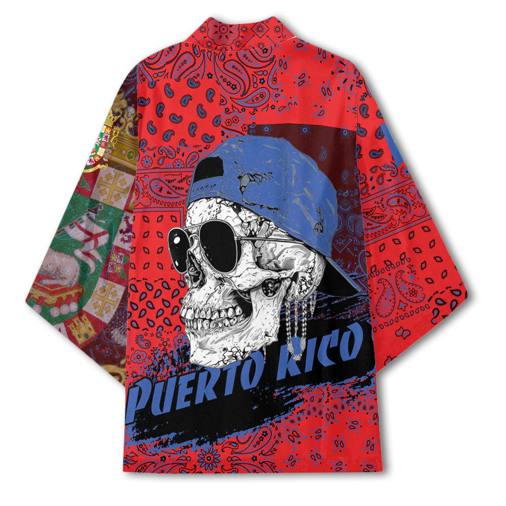 Puerto Rico Kimono Paisley Flag And Skull Style 3