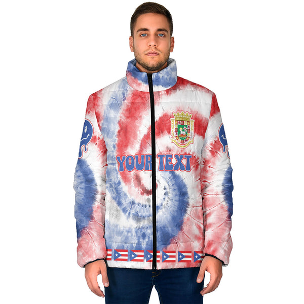 Puerto Rico Men Padded Jacket Custom Tie Dye Style 1