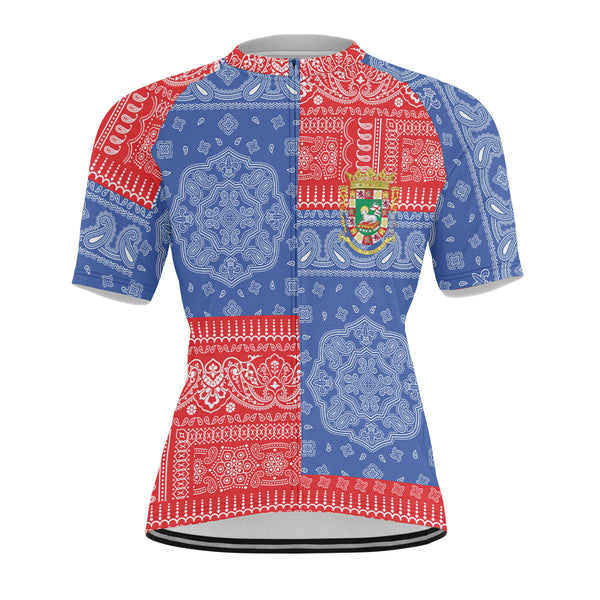 Puerto Rico Men Cycling Jersey Flag And Paisley Basic Style 1