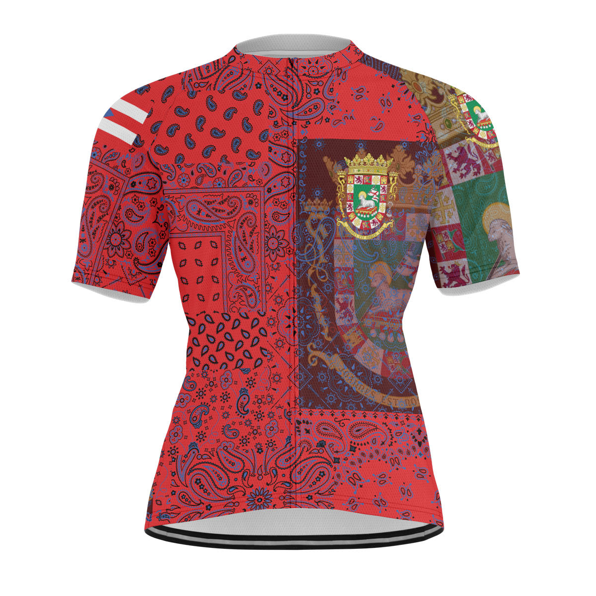 Puerto Rico Men Cycling Jersey Paisley Flag And Skull Style 1