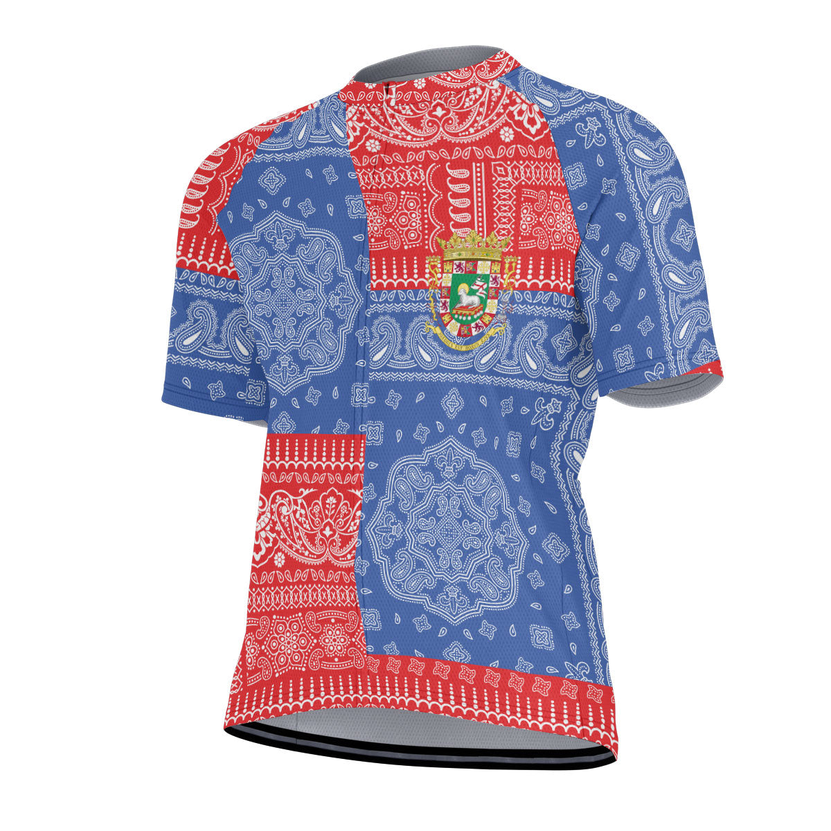 Puerto Rico Men Cycling Jersey Flag And Paisley Basic Style 2