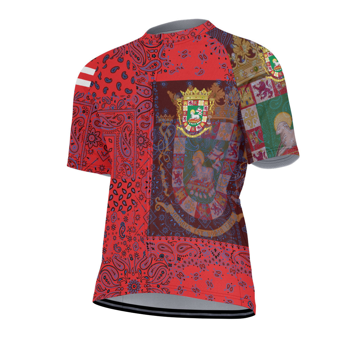 Puerto Rico Men Cycling Jersey Paisley Flag And Skull Style 2