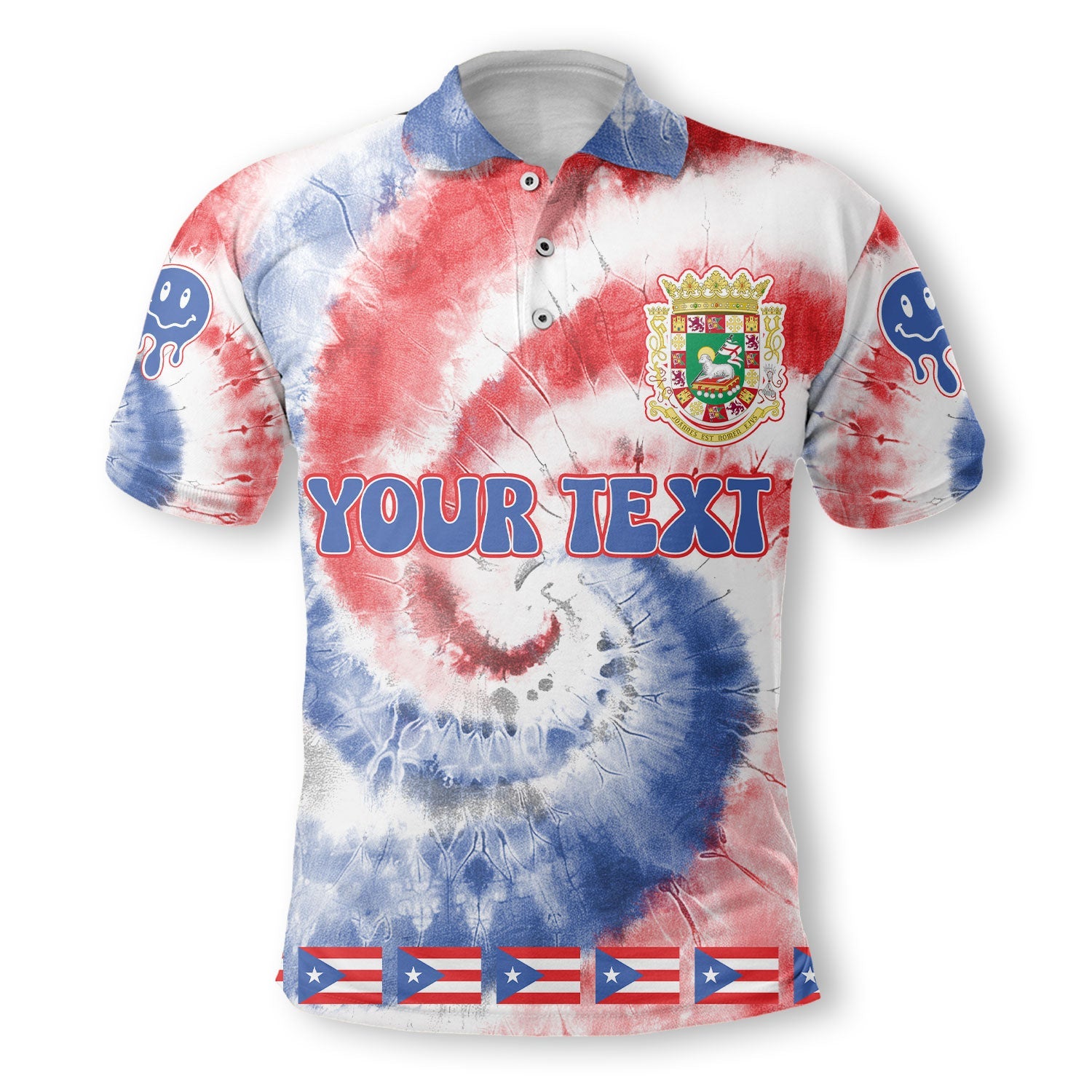 Puerto Rico Polo Shirt Custom Tie Dye Style 2