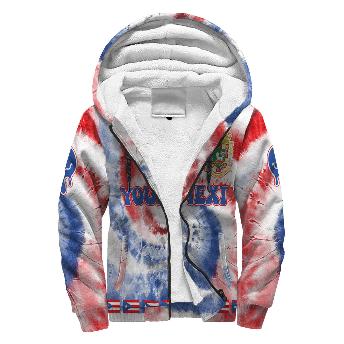 Puerto Rico Sherpa Hoodie Custom Tie Dye Style 3