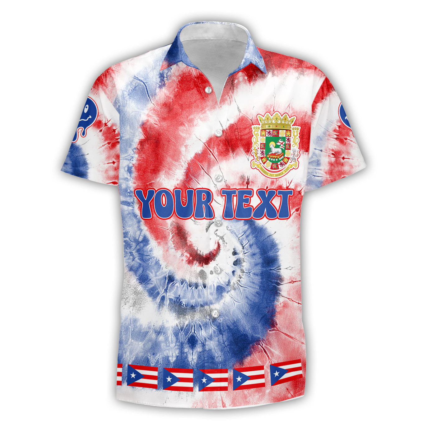 Puerto Rico Short Sleeve Shirt Custom Tie Dye Style 1