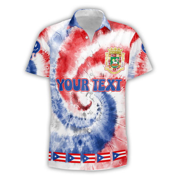 Puerto Rico Short Sleeve Shirt Custom Tie Dye Style 1