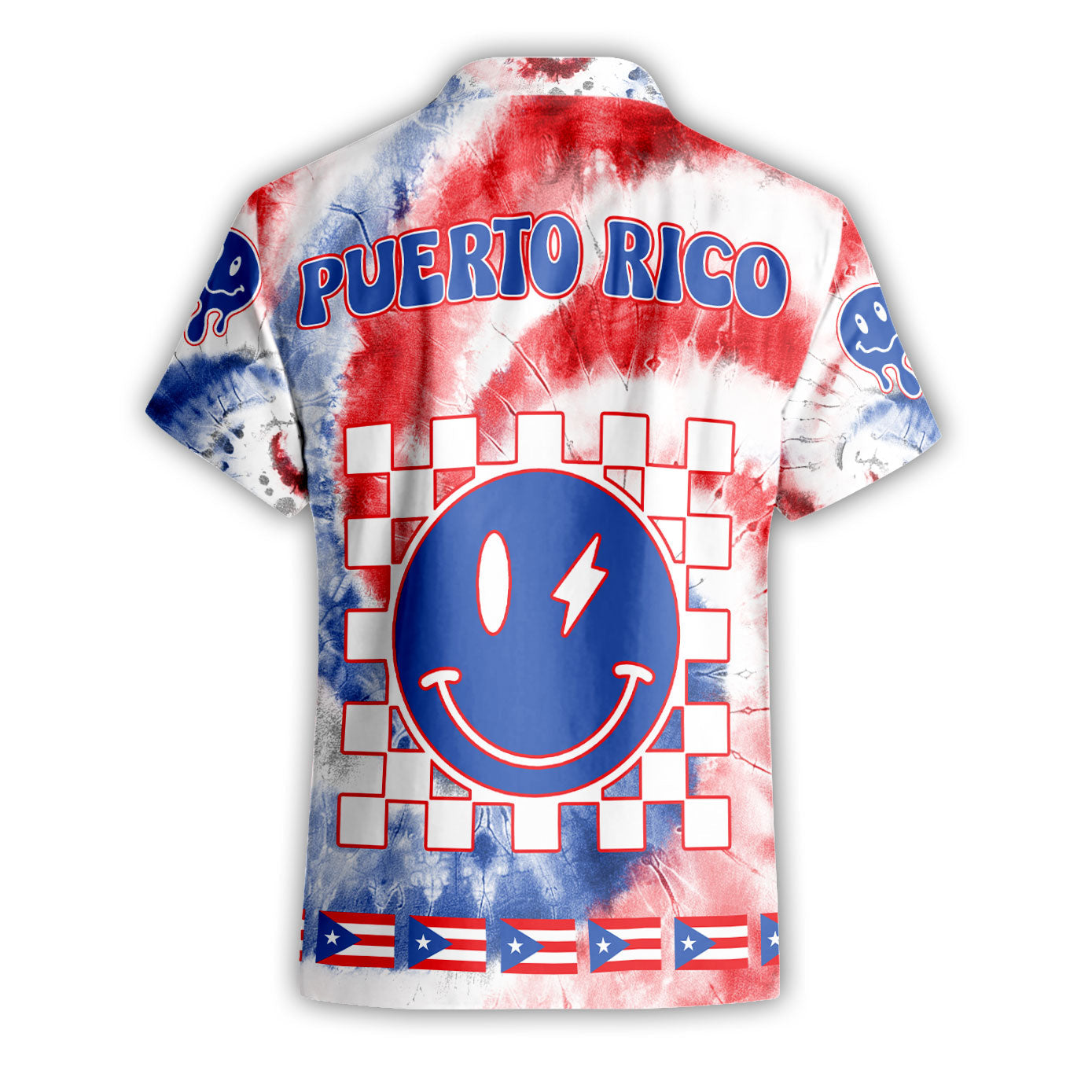 Puerto Rico Short Sleeve Shirt Custom Tie Dye Style 2