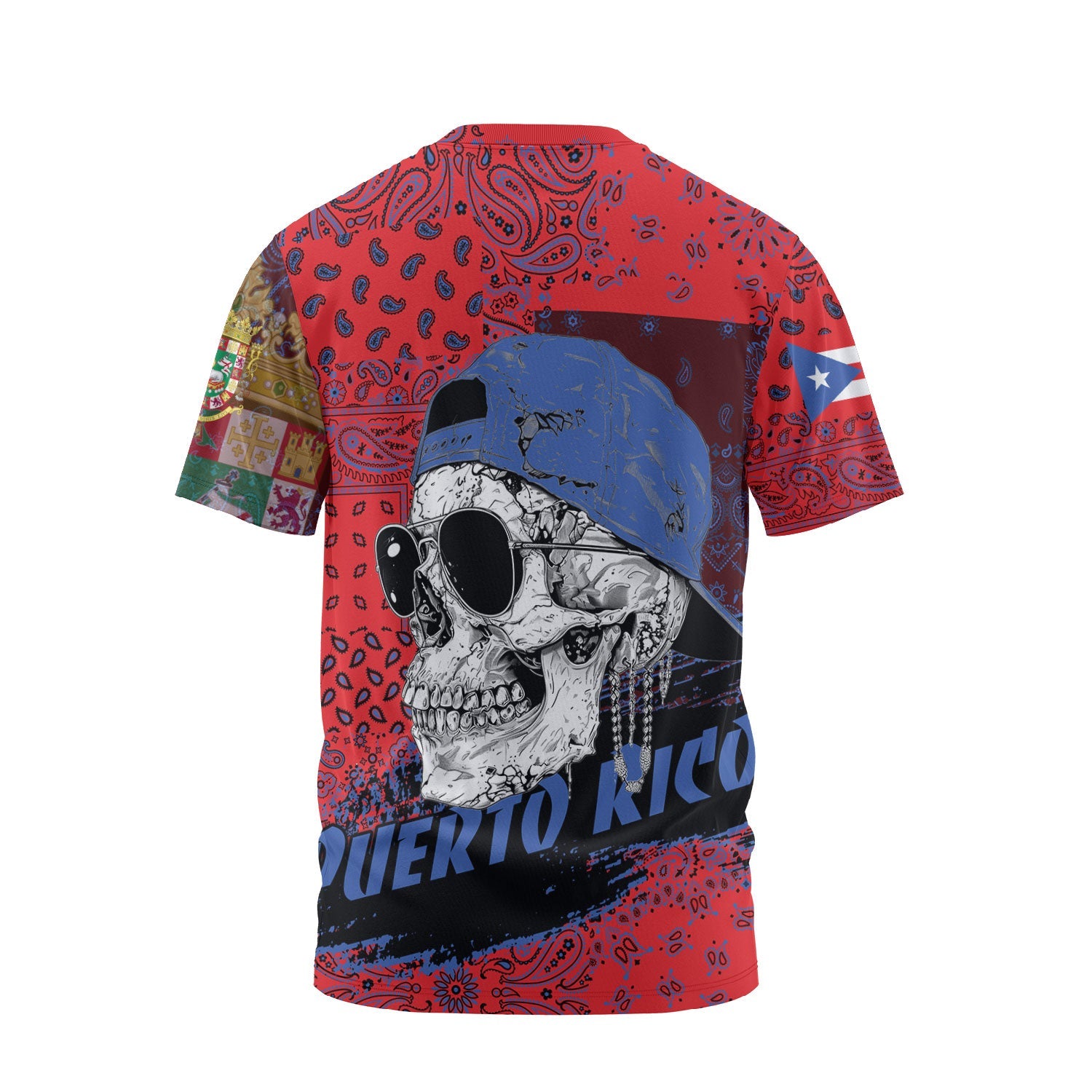 Puerto Rico T Shirt Paisley Flag And Skull Style 2