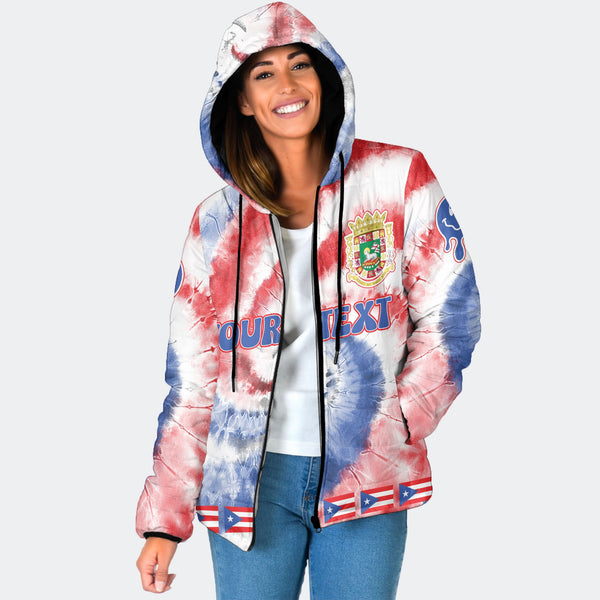 Puerto Rico Women Hooded Padded Jacket Custom Tie Dye Style 1