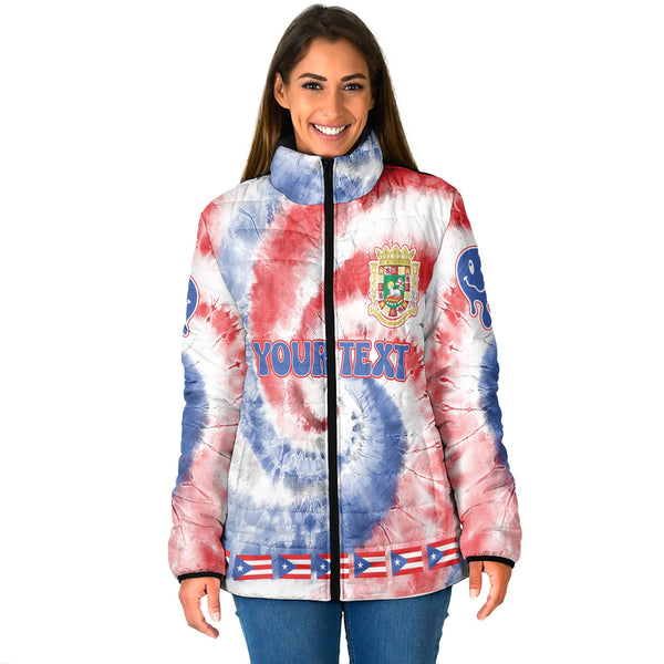 Puerto Rico Women Padded Jacket Custom Tie Dye Style 1