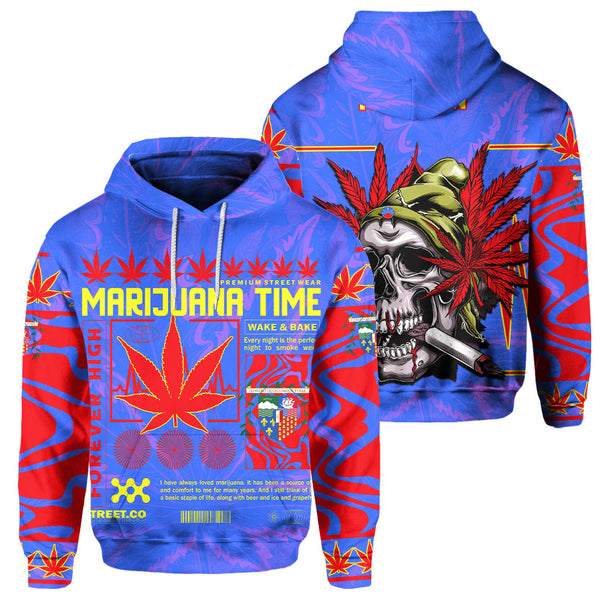 Reunion Hoodie Flag & Coat Of Arms Marijuanas Style