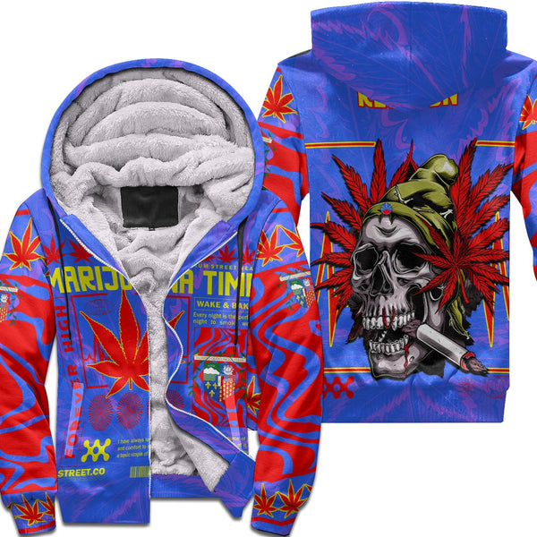 Reunion Sherpa Hoodie Flag & Coat Of Arms Marijuanas Style